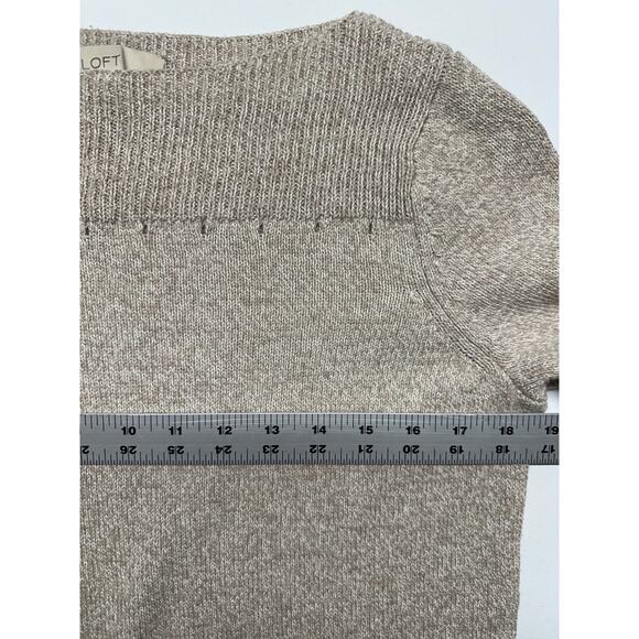 Loft Boatneck Oatmeal Knit Sweater Neutral Neck Detail NWOT Small Work Casual - Picture 6 of 10